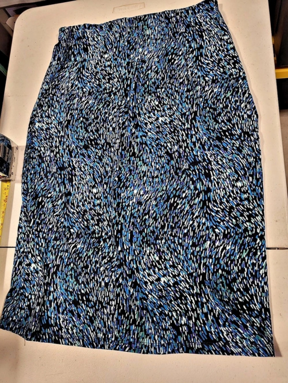 Simply Style by Sears Abstract Midi Skirt Blue & Black Size Large